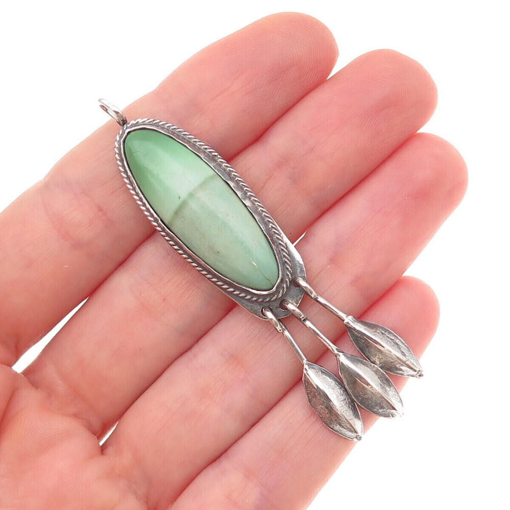 Old Pawn 925 Sterling Silver Vintage Southwestern Turquoise Tribal Pendant